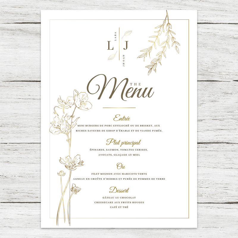 Menu de table A5